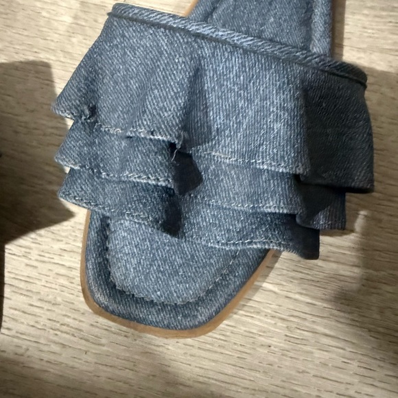 Report Denim Ruffle Slide Sandals - Picture 2 of 3